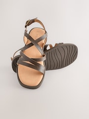 Chocolate Brown Standard Fit (F) Strappy Sandals - Image 3 of 5