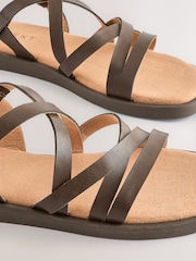 Chocolate Brown Standard Fit (F) Strappy Sandals - Image 4 of 5