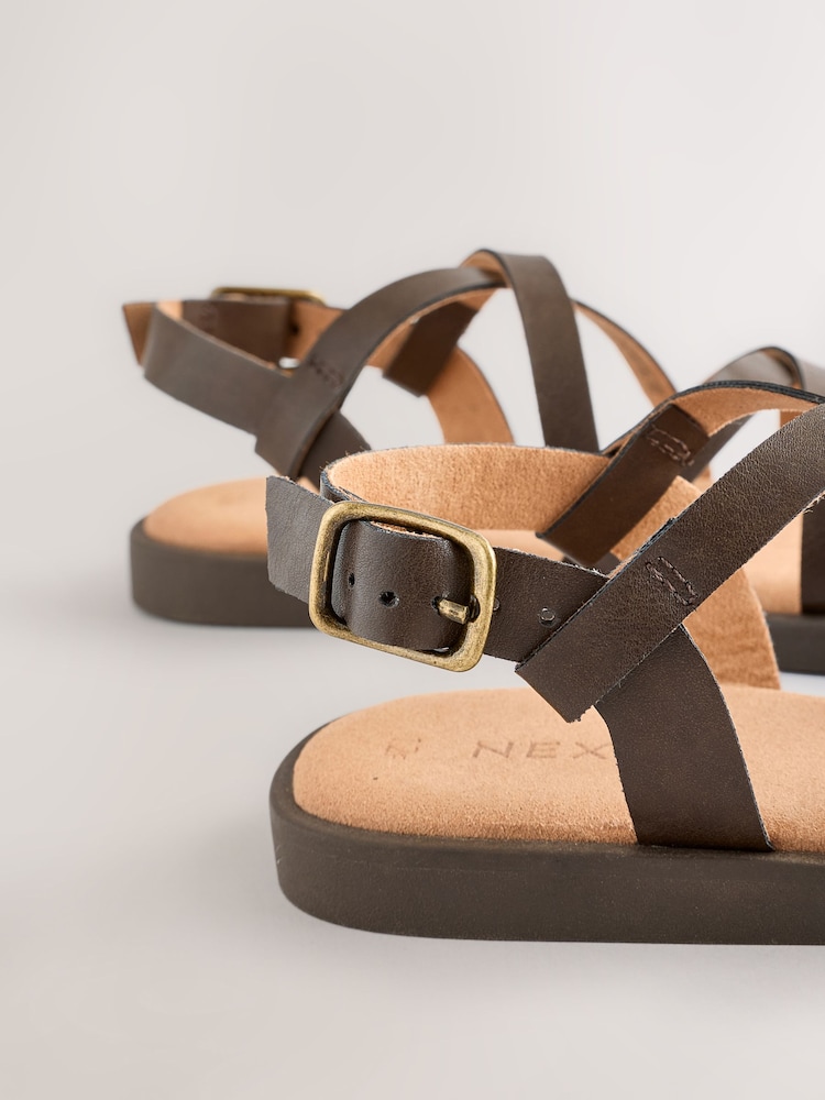 Chocolate Brown Standard Fit (F) Strappy Sandals - Image 5 of 5