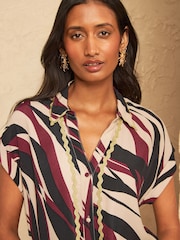 Love & Roses Multi Animal Print Tie Front Roll Sleeve Shirt - Image 2 of 4