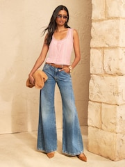 Rosa ruborizado - Love & Roses Lace Trim Top - Imagen 3 de 4