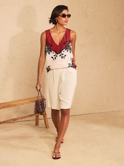 Love & Roses V-Neck Cotton/Linen Blend Vest - Obraz 3 z 4