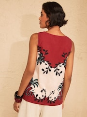 Love & Roses V-Neck Cotton/Linen Blend Vest - Obraz 4 z 4