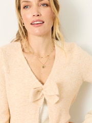FatFace Ivory Sparkle Bow Front Cardigan - Image 3 of 5