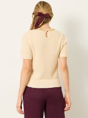 FatFace Ivory Embellished Collar Knit Top - Image 3 of 7