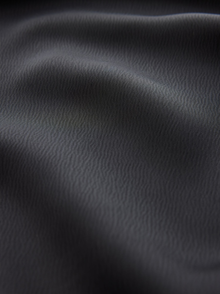 Black Satin Mesh Lace Trim Midi Skirt - Image 8 of 8