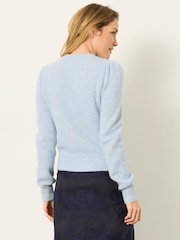 FatFace Sarah Pale Blue Sparkle Button Cardigan - Image 2 of 7