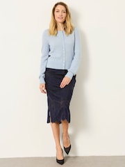 FatFace Sarah Pale Blue Sparkle Button Cardigan - Image 4 of 7