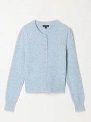 FatFace Sarah Pale Blue Sparkle Button Cardigan - Image 7 of 7