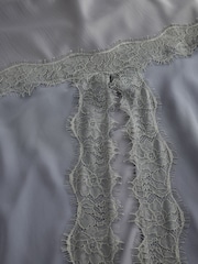 Grey Satin Mesh Lace Trim Midi Skirt - Image 7 of 7