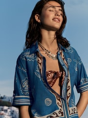 Blue Border Print Lightweight Short Sleeve Shirt - Image 1 of 7