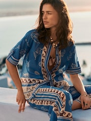 Blue Border Print Lightweight Short Sleeve Shirt - Image 2 of 7