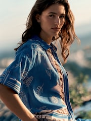 Blue Border Print Lightweight Short Sleeve Shirt - Image 4 of 7