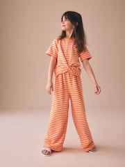Orange Stripe Wrap Top And Wide Leg Set (3-16yrs) - Image 1 of 4