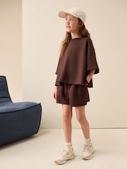 Chocolate Brown Supersoft T-Shirt and Shorts Set (3-16yrs) - Image 1 of 4