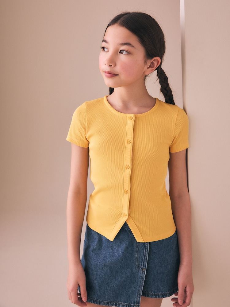 Orange Short Sleeve Ribbed Cardigan (3-16yrs) - Image 1 of 7