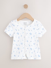 White Ditsy Floral Short Sleeve Ribbed Cardigan (3-16yrs) - Image 4 of 7