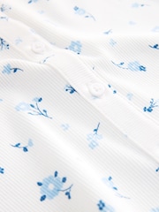 White Ditsy Floral Short Sleeve Ribbed Cardigan (3-16yrs) - Image 7 of 7