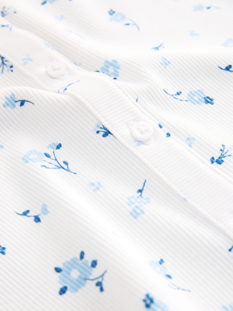 White Ditsy Floral Short Sleeve Ribbed Cardigan (3-16yrs) - Image 7 of 7