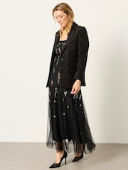 FatFace Lily Black Jacquard Blazer - Image 4 of 8