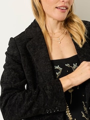 FatFace Lily Black Petite Jacquard Blazer - Image 6 of 7