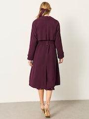 FatFace Sinead Wine Petite Longline Trench Coat - Image 2 of 7