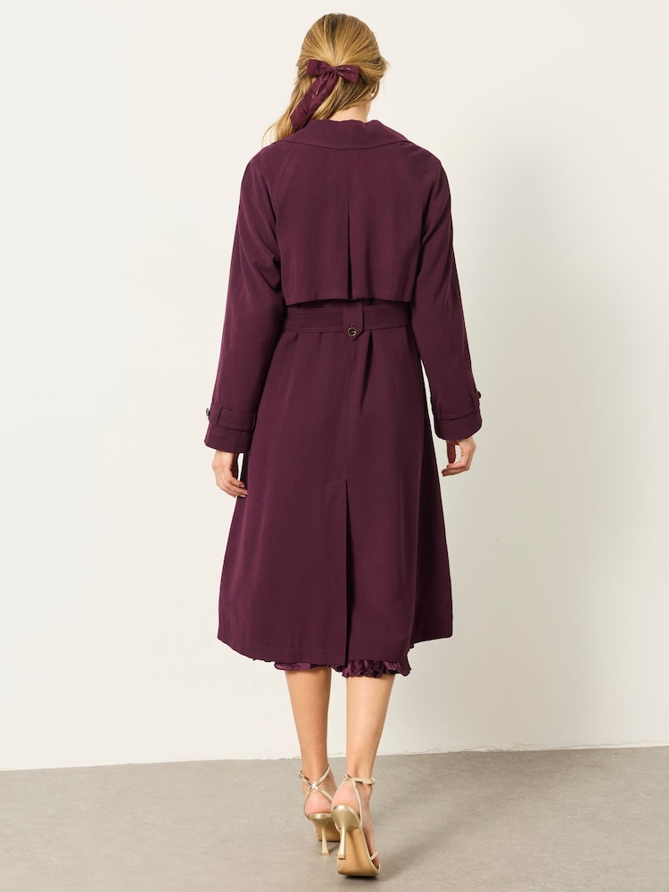 FatFace Sinead Wine Petite Longline Trench Coat - Image 2 of 7 FatFace Sinead Wine Petite Longline Trench Coat - Image 2 of 7