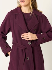 FatFace Sinead Wine Petite Longline Trench Coat - Image 3 of 7