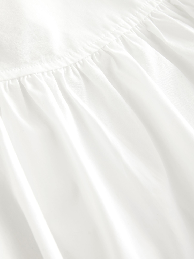 White Cotton Poplin Drop Waist Midi Skirt - Image 8 of 8 White Cotton Poplin Drop Waist Midi Skirt - Image 8 of 8