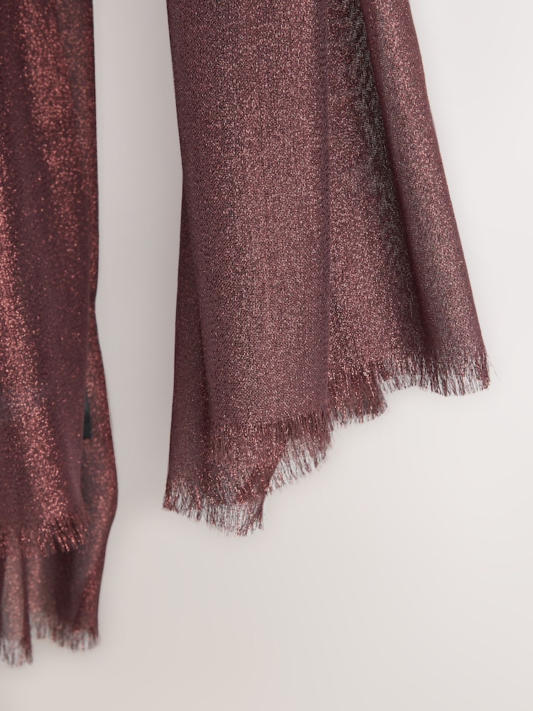 Chocolate Brown Sparkle Lightweight Scarf - Image 2 of 3
