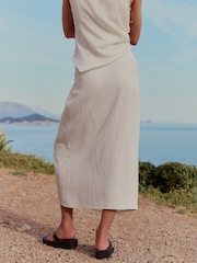 Ecru Wrap Maxi Skirt with Linen - Image 4 of 7