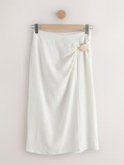 Ecru Wrap Maxi Skirt with Linen - Image 5 of 7