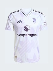 adidas White Manchester United Away Authentic Football Shirt - Image 6 of 7