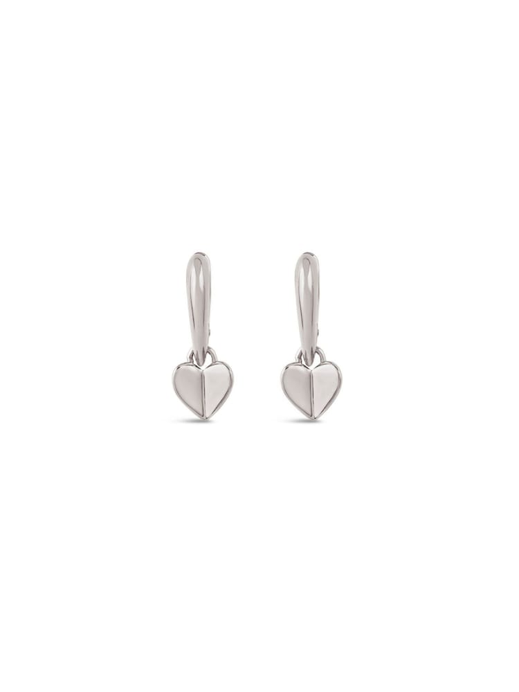 Dinny Hall Silver Folded Heart Drop Hoops Earrings - Image 5 of 5