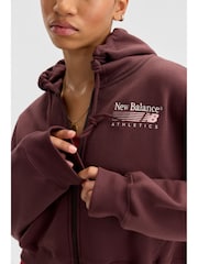 New Balance Brown Trackside Fleece Full Zip Hoodie - Image 3 of 6