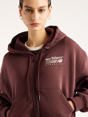 New Balance Brown Trackside Fleece Full Zip Hoodie - Image 5 of 6