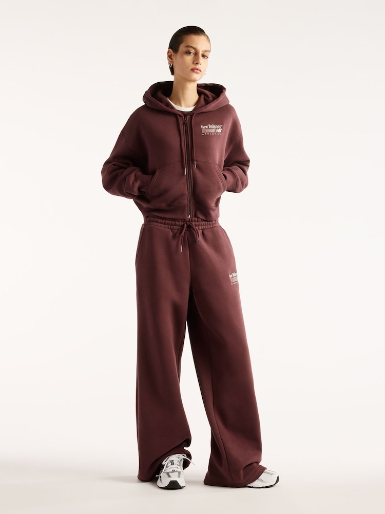 New Balance Brown Trackside Fleece Full Zip Hoodie - Image 6 of 6