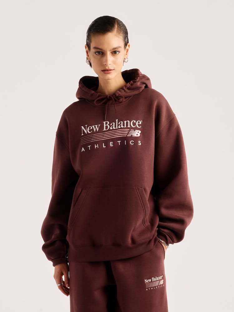 New Balance Brown Trackside Fleece Hoodie - Image 1 of 6