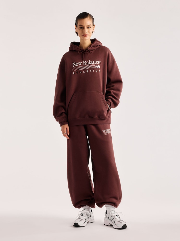 New Balance Brown Trackside Fleece Hoodie - Image 6 of 6
