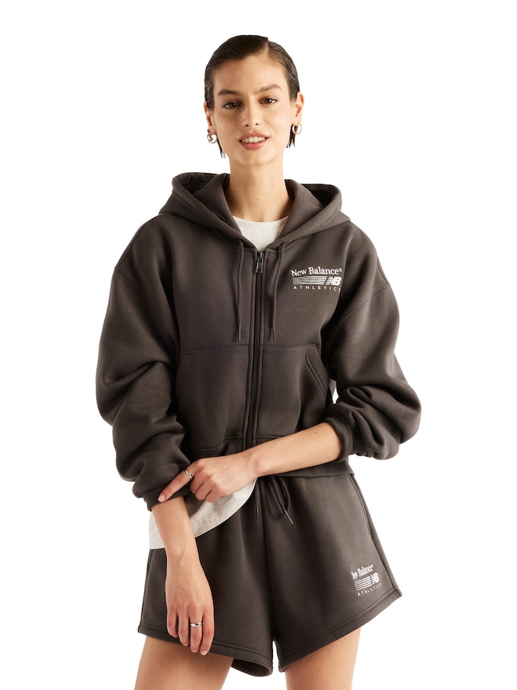 New Balance Black Trackside Fleece Full Zip Hoodie - Image 1 of 5