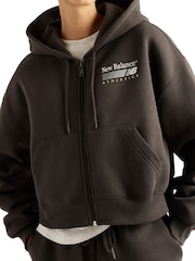 New Balance Black Trackside Fleece Full Zip Hoodie - Image 4 of 5