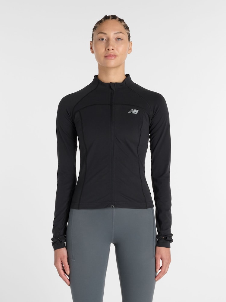 New Balance Black Harmony Fitted Full Zip Jacket - Image 1 of 6 New Balance Black Harmony Fitted Full Zip Jacket - Image 1 of 6