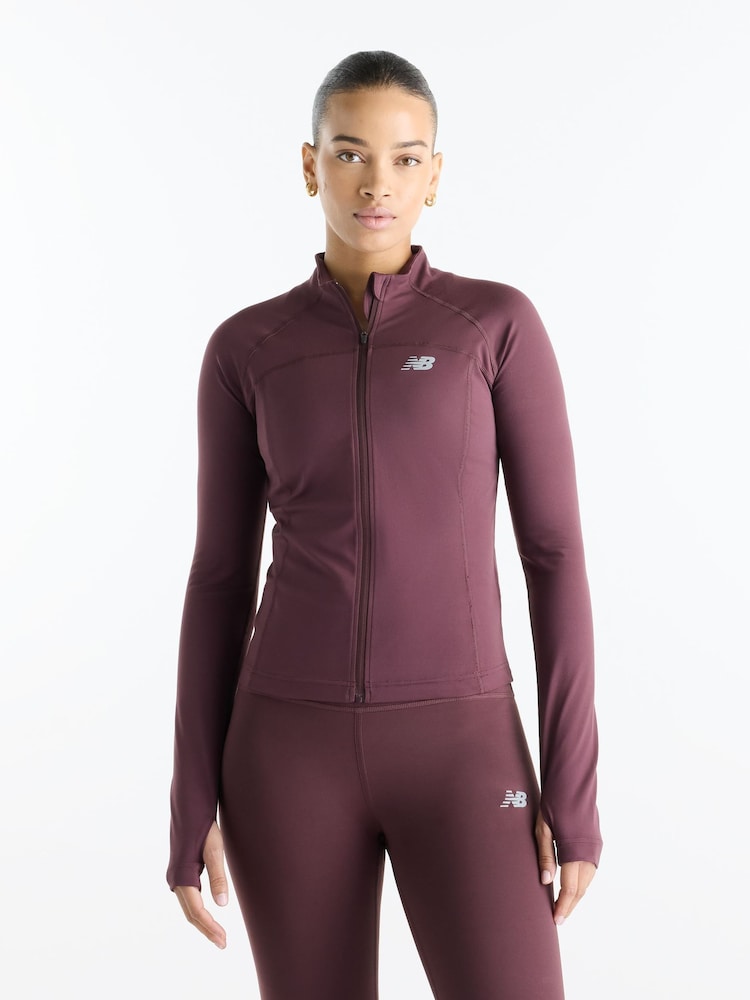 New Balance Brown Harmony Fitted Full Zip Jacket - Image 1 of 6 New Balance Brown Harmony Fitted Full Zip Jacket - Image 1 of 6