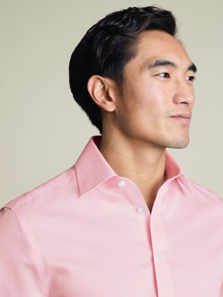 Charles Tyrwhitt Pink Regular Fit Non-Iron Puppytooth Shirt - Image 2 of 8 Charles Tyrwhitt Pink Regular Fit Non-Iron Puppytooth Shirt - Image 2 of 8