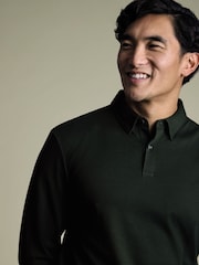 Charles Tyrwhitt Dark Green Long Sleeve Jersey Polo Shirt - Image 3 of 6