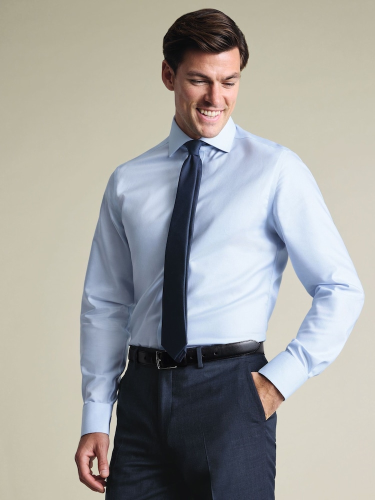 Charles Tyrwhitt Light Blue Non-Iron Weave Cutaway Shirt - Image 1 of 8 Charles Tyrwhitt Light Blue Non-Iron Weave Cutaway Shirt - Image 1 of 8