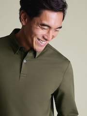 Charles Tyrwhitt Green Long Sleeve White Performance Long Sleeve Jersey Polo Shirt - Image 2 of 7