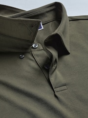 Charles Tyrwhitt Green Long Sleeve White Performance Long Sleeve Jersey Polo Shirt - Image 6 of 7