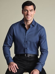 Charles Tyrwhitt Blue Non-Iron Stretch Texture Shirt - Image 2 of 7
