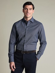 Charles Tyrwhitt Blue Non-Iron Stretch Texture Shirt - Image 1 of 7